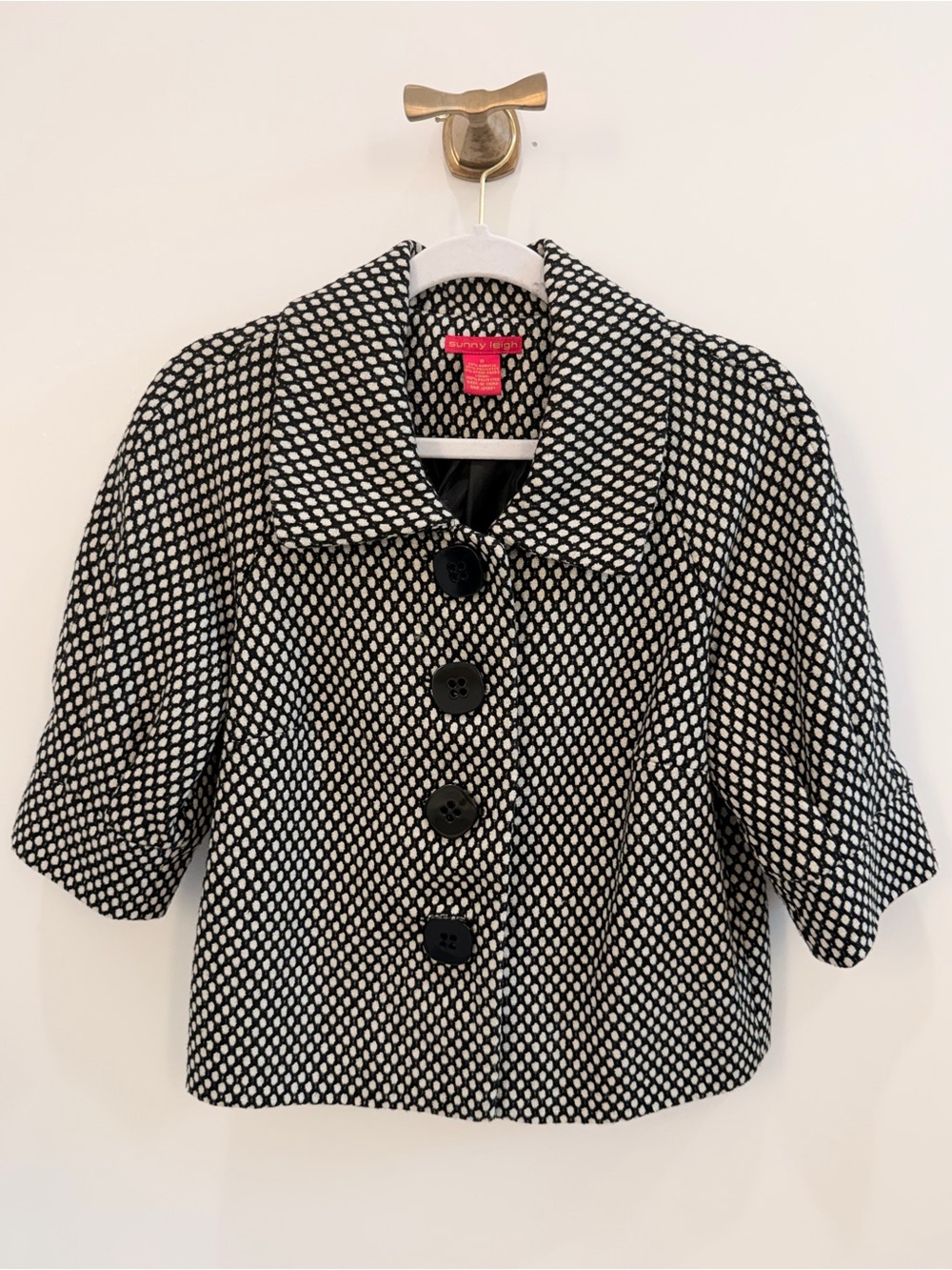 Sunny Leigh Black and White Textured Cropped Blazer